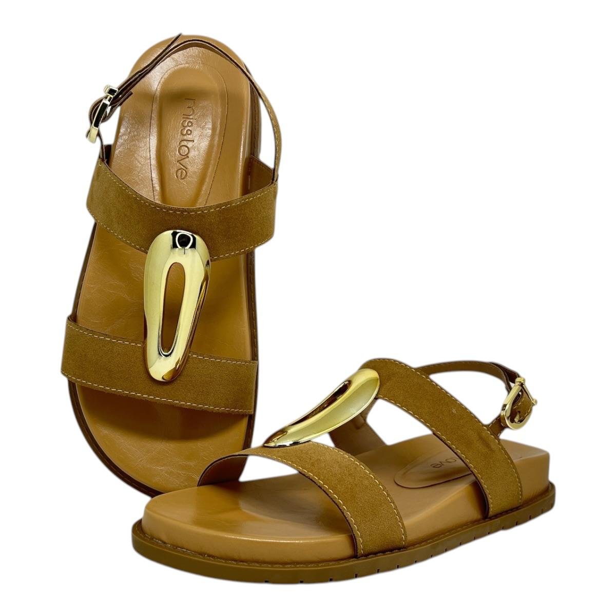 SANDALIA MISS LOVE FEMININA PLATAFORMA CASUAL PP-1011 BEGE Bege 3