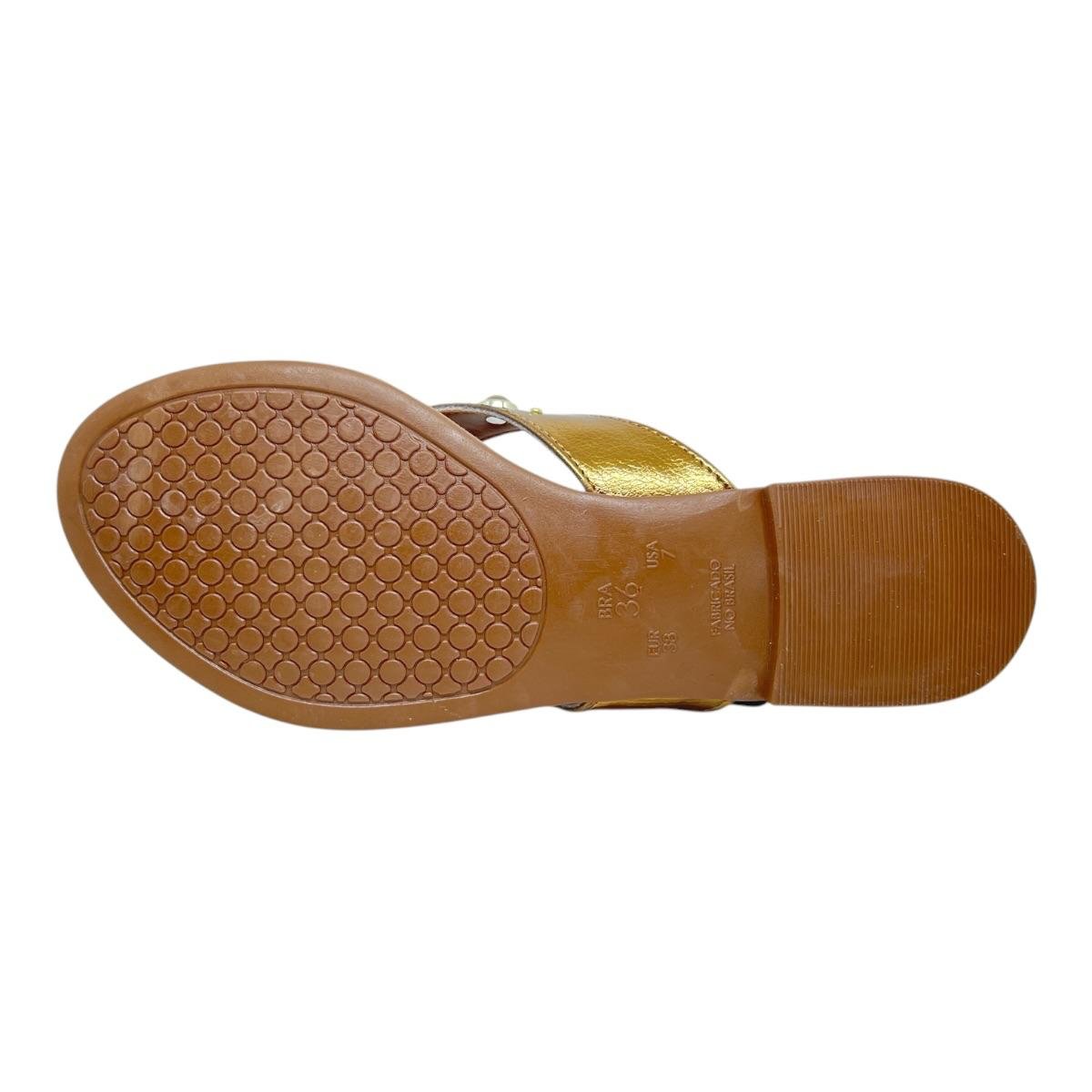 CHINELO D´CAPRI FEMININO RASTEIRA CASUAL 352 MARROM Dourado 4