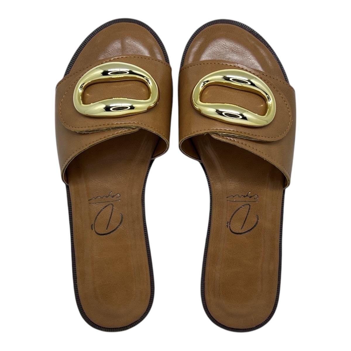 CHINELO D´CAPRI FEMININO RASTEIRA CASUAL 122 CARAMELO Bege 3