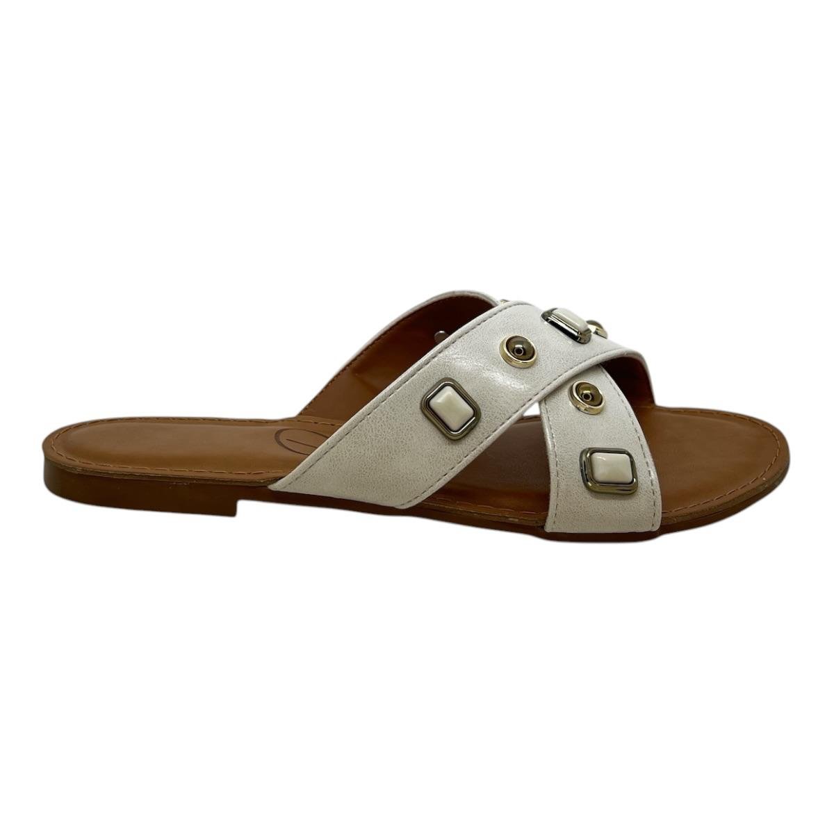 CHINELO D´CAPRI FEMININA RASTEIRA CASUAL 351 OFF WHITE