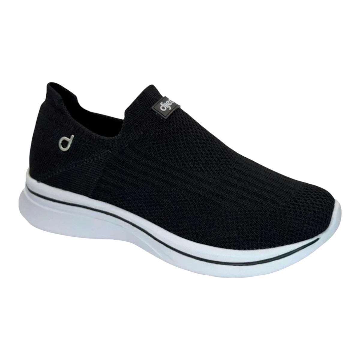 TENIS DIJEAN FEMININO SLIP ON CASUAL 34020004 PRETO