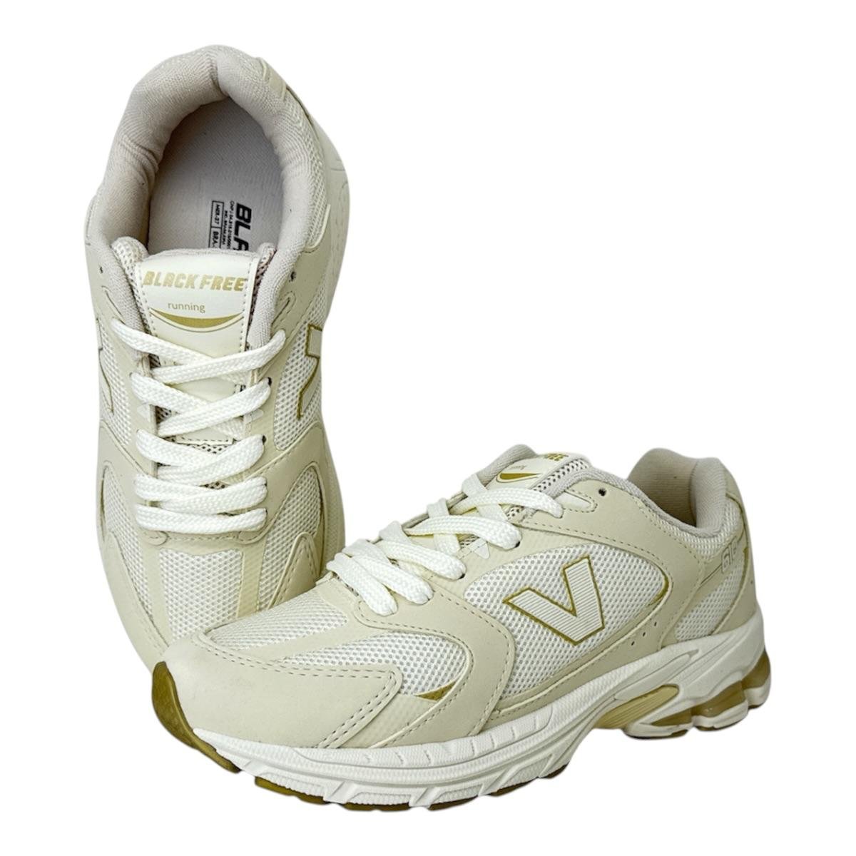 TENIS BLACK FREE VANSCY FEMININO RUNNING CONFORTO 4170 OFF WHITE Branco 3