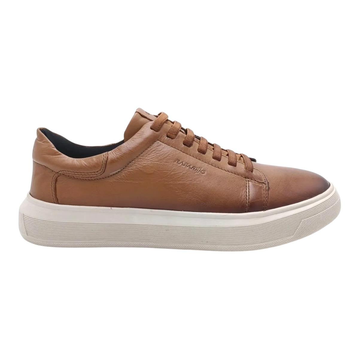SAPATENIS RAFARILLO MASCULINO TORONTO EM COURO CASUAL 93010-AP19 CARAMELO