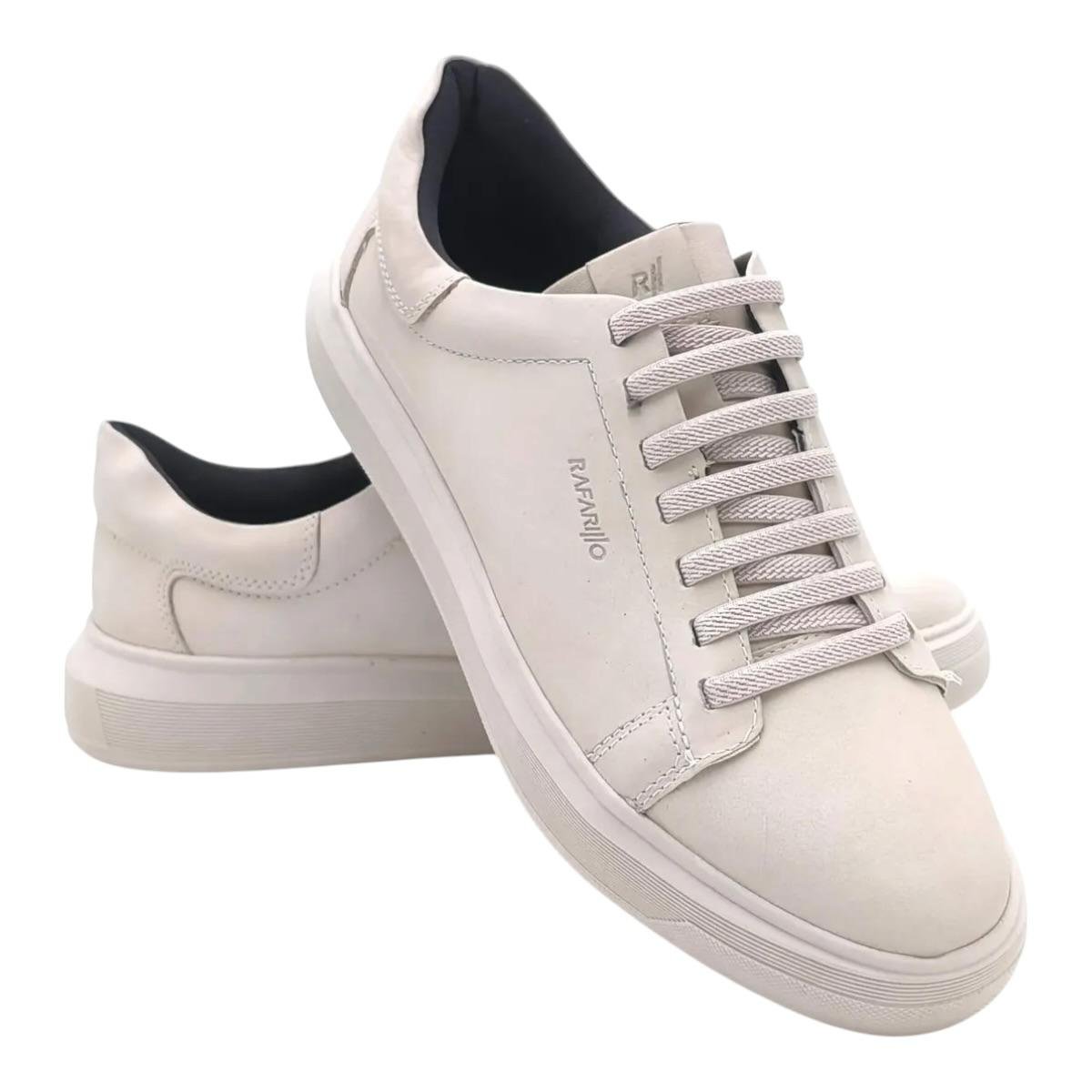 SAPATENIS RAFARILLO MASCULINO TORONTO EM COURO CASUAL 93010-AP09 OFF WHITE Branco 3