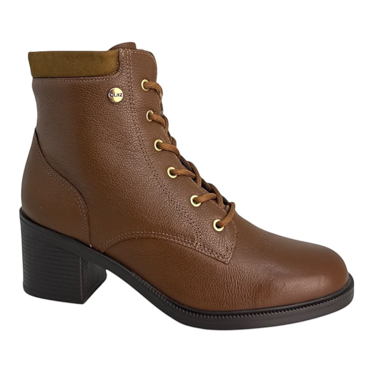 COTURNO QUIZ FEMININO SALTO BLOCO EM COURO CASUAL 68-2345-13 MARROM Marrom 2