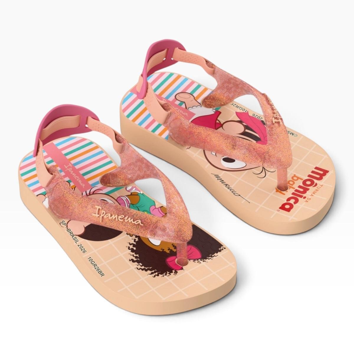 CHINELO IPANEMA INFANTIL BABY MENINA TURMA DA MONICA CASUAL 27636 BEGE Bege/Rosa 2