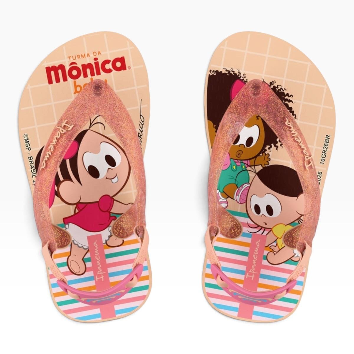 CHINELO IPANEMA INFANTIL BABY MENINA TURMA DA MONICA CASUAL 27636 BEGE Bege/Rosa 3