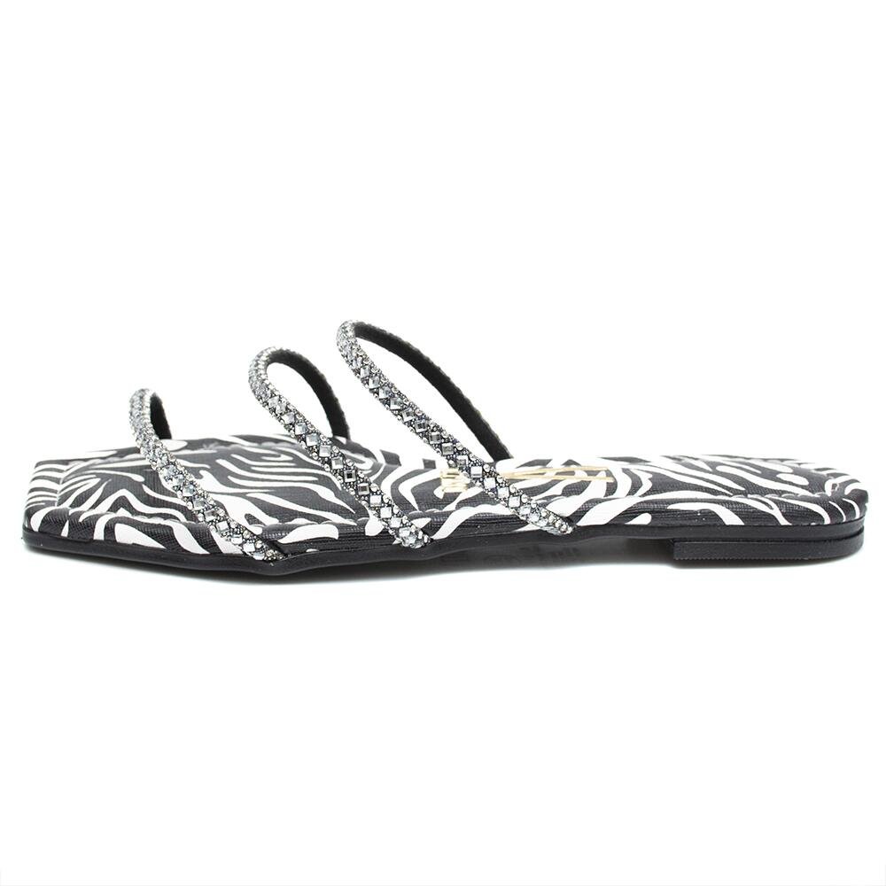 Rasteira Vizzano Strass Zebra Branco 1