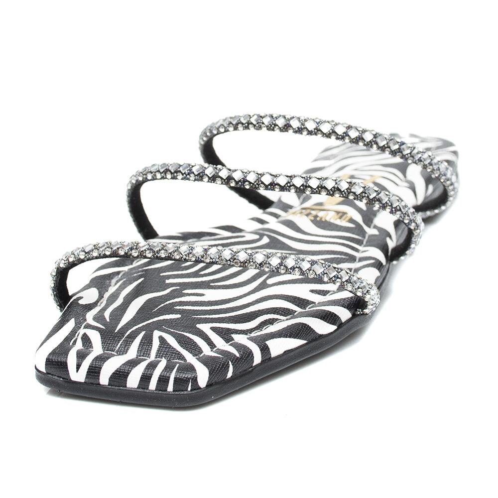 Rasteira Vizzano Strass Zebra Branco 2