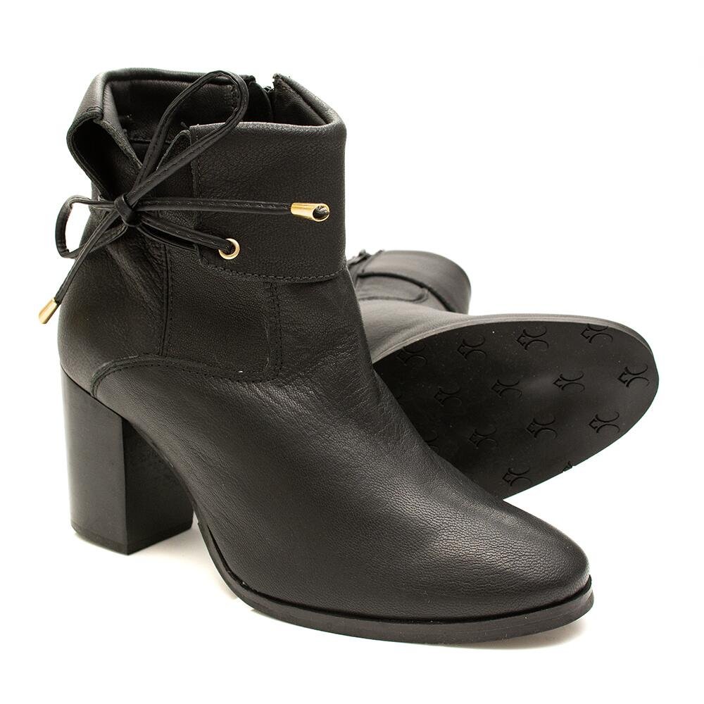 Bota Pattini em Couro Laço Preto Preto 4