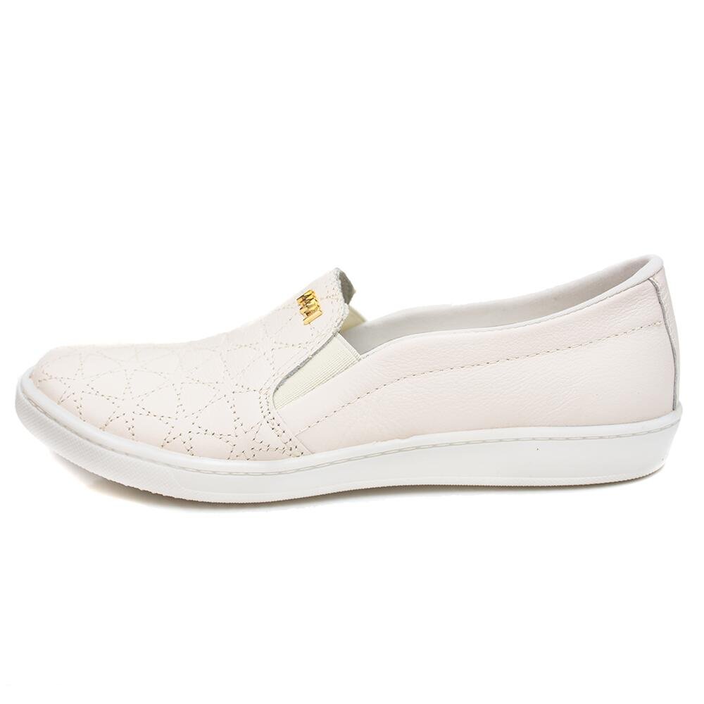 Slip On Marina Mello em Couro Pesponto Porcelana Branco 1