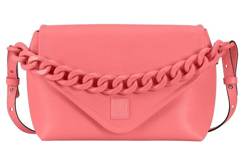 Bolsa Média Vizzano com Corrente Coral Rosa 1