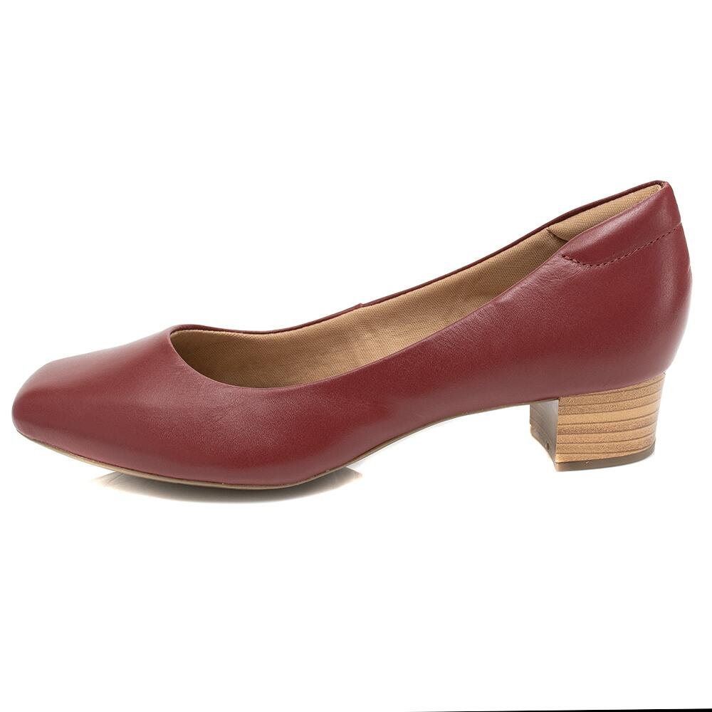 Sapato Pattini Confort em Couro Bico Quadrado Vermelho Vermelho 1