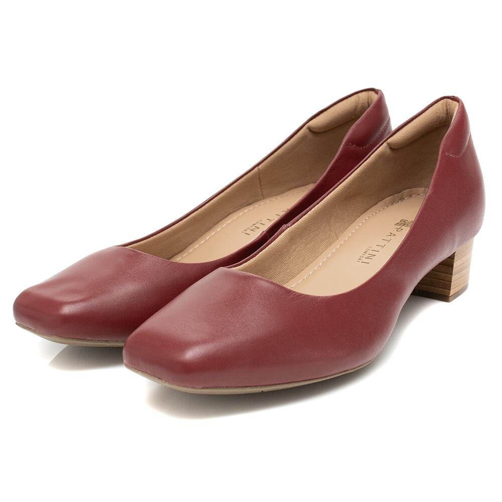 Sapato Pattini Confort em Couro Bico Quadrado Vermelho Vermelho 2