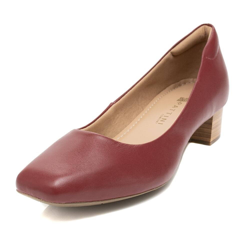 Sapato Pattini Confort em Couro Bico Quadrado Vermelho Vermelho 3