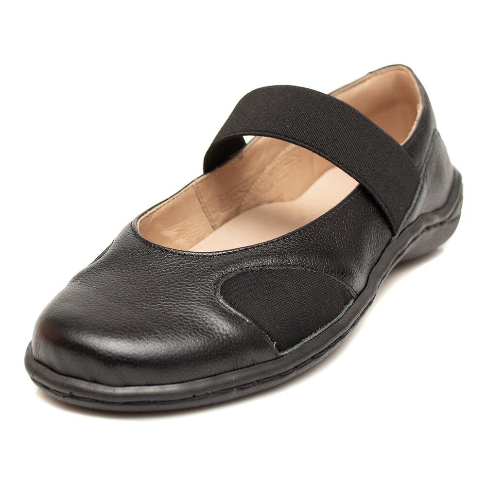 Sapato Opananken Alexxa em Couro Salto Baixo Flatform Preto Preto 3