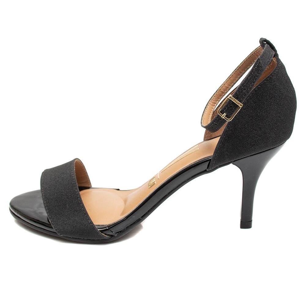 Sandália Vizzano Festa Salto Agulha Preto Brilhos Preto