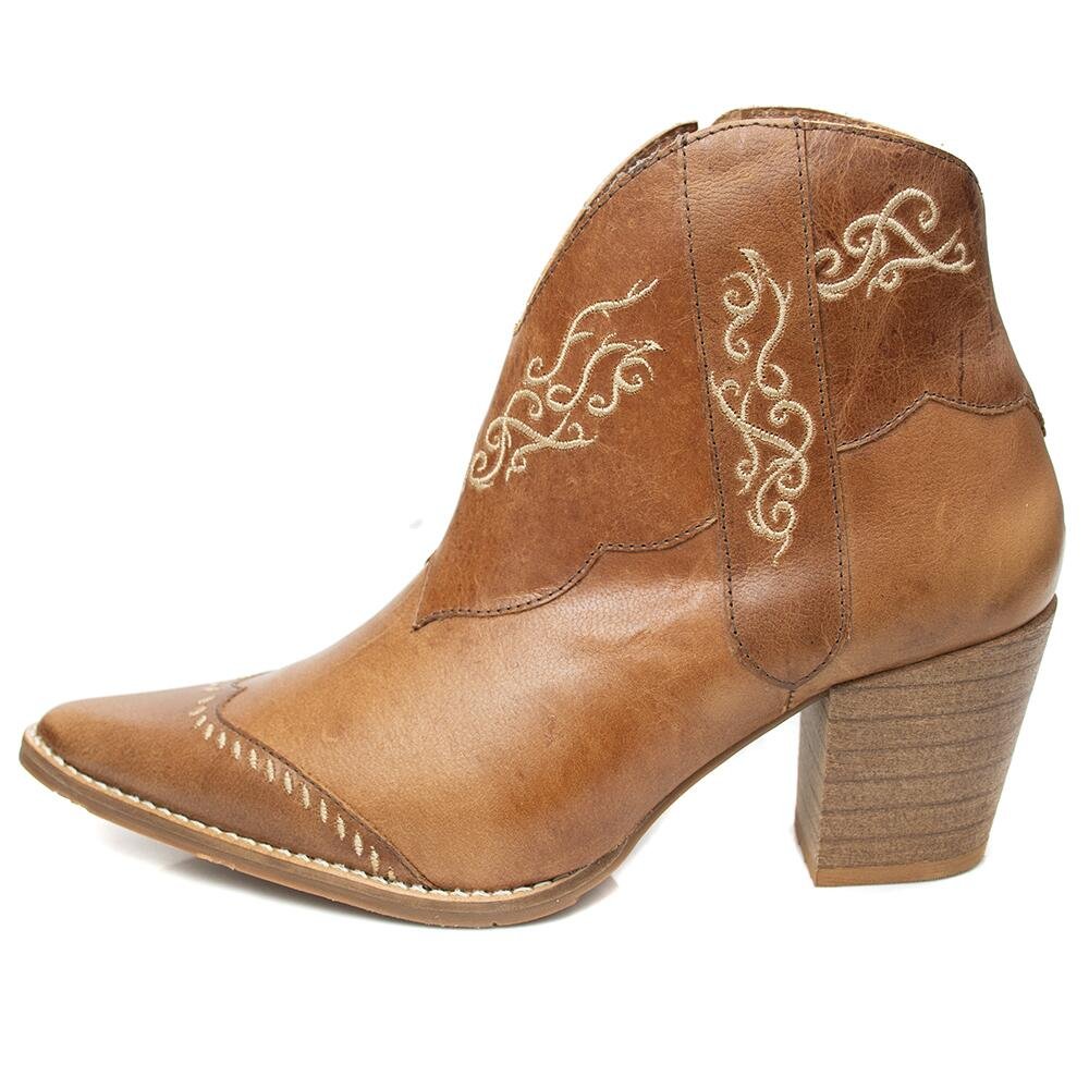 Bota Country Pattini em Couro Bordado Caramelo