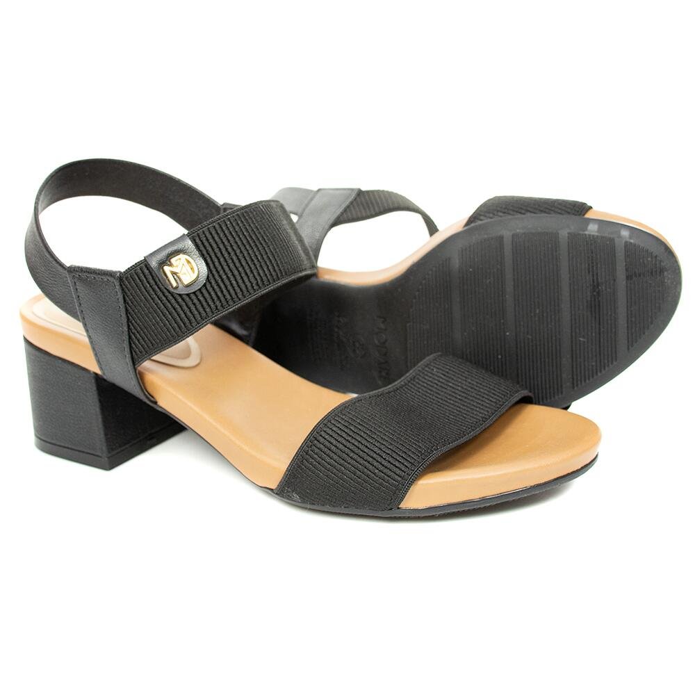 Sandália Modare Elástico Canelado Preto Preto 3