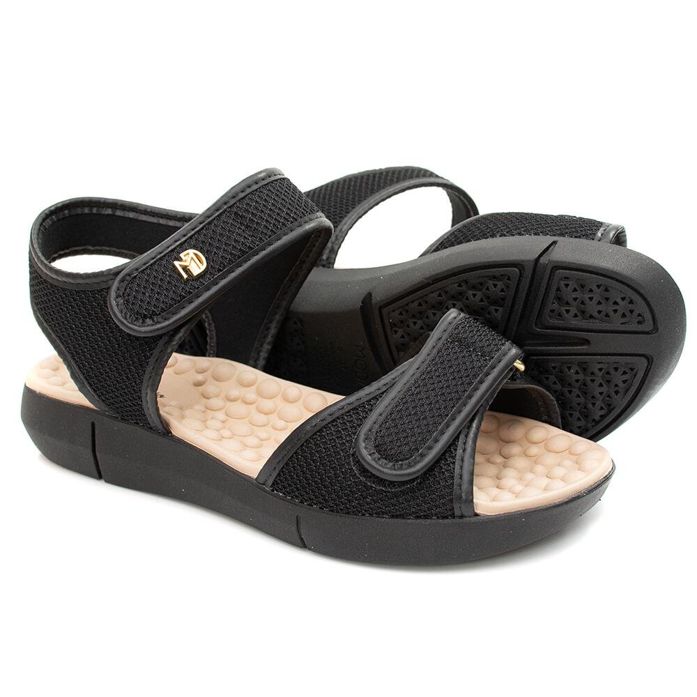 Sandália Modare Tecido Tela Preto Preto 4