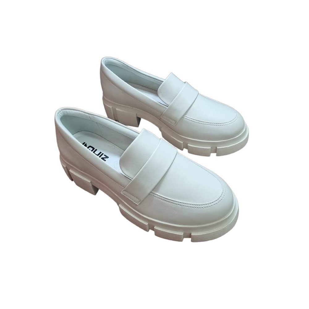 Sapato Mocassim Feminino - Off White Tratorado sola alta super moderno com estilos Branco 3