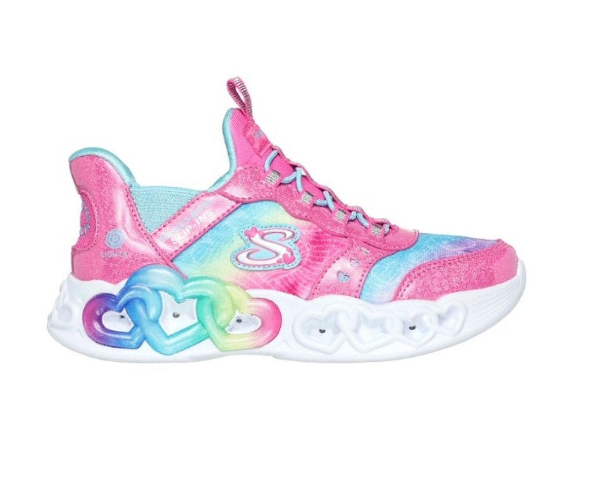 Tênis Skechers Infantil Infinite Heart Lights - Preto e Rosa Preto 1