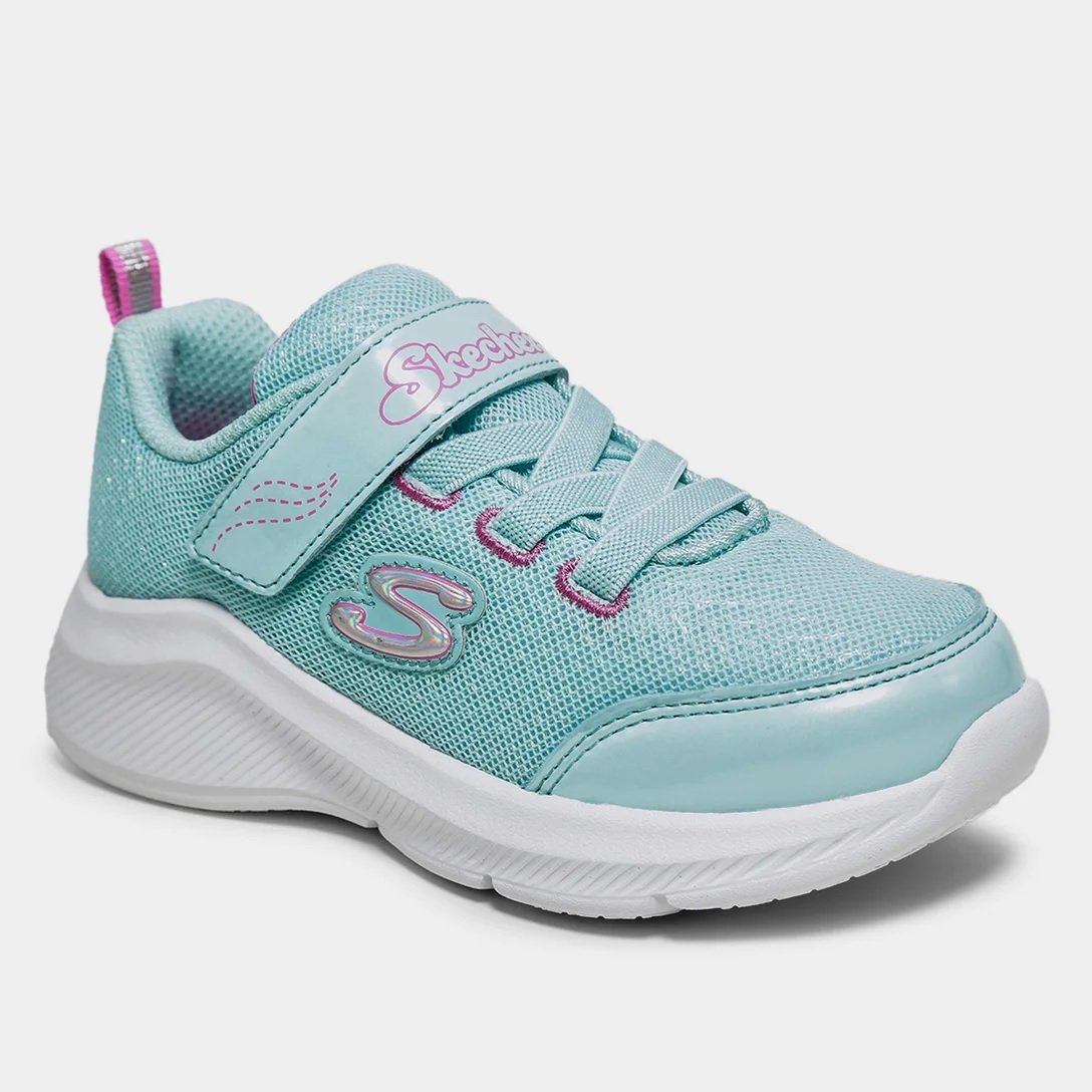 Tênis Skechers Infantil Sole Swfters Runn - Azul e Rosa