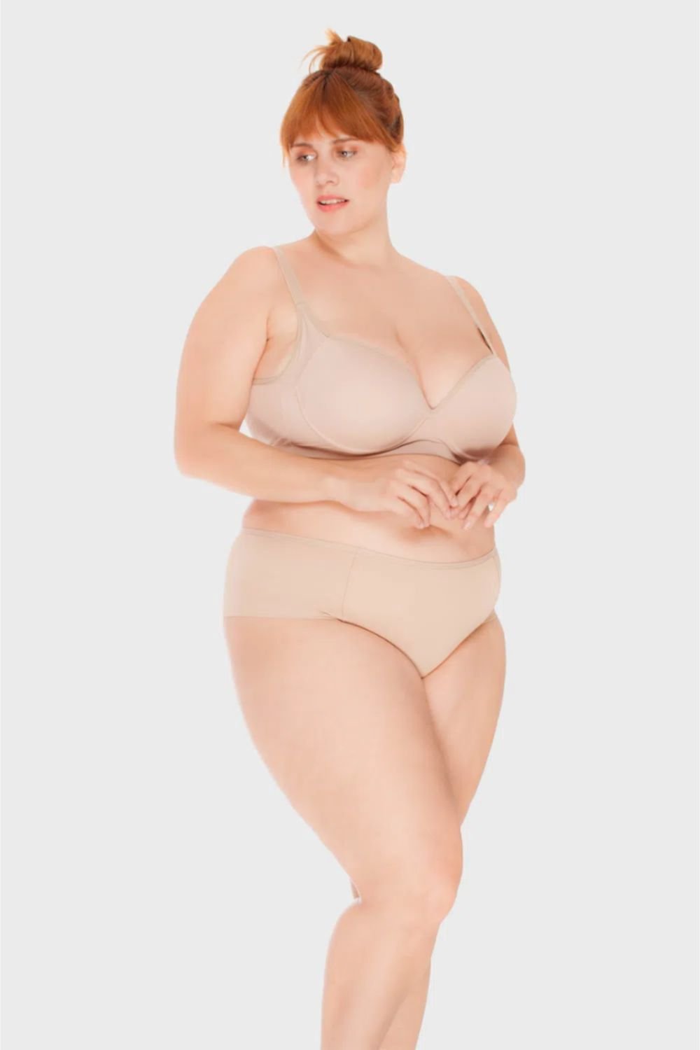 Calcinha Lateral Dupla Plus Size Bege 2