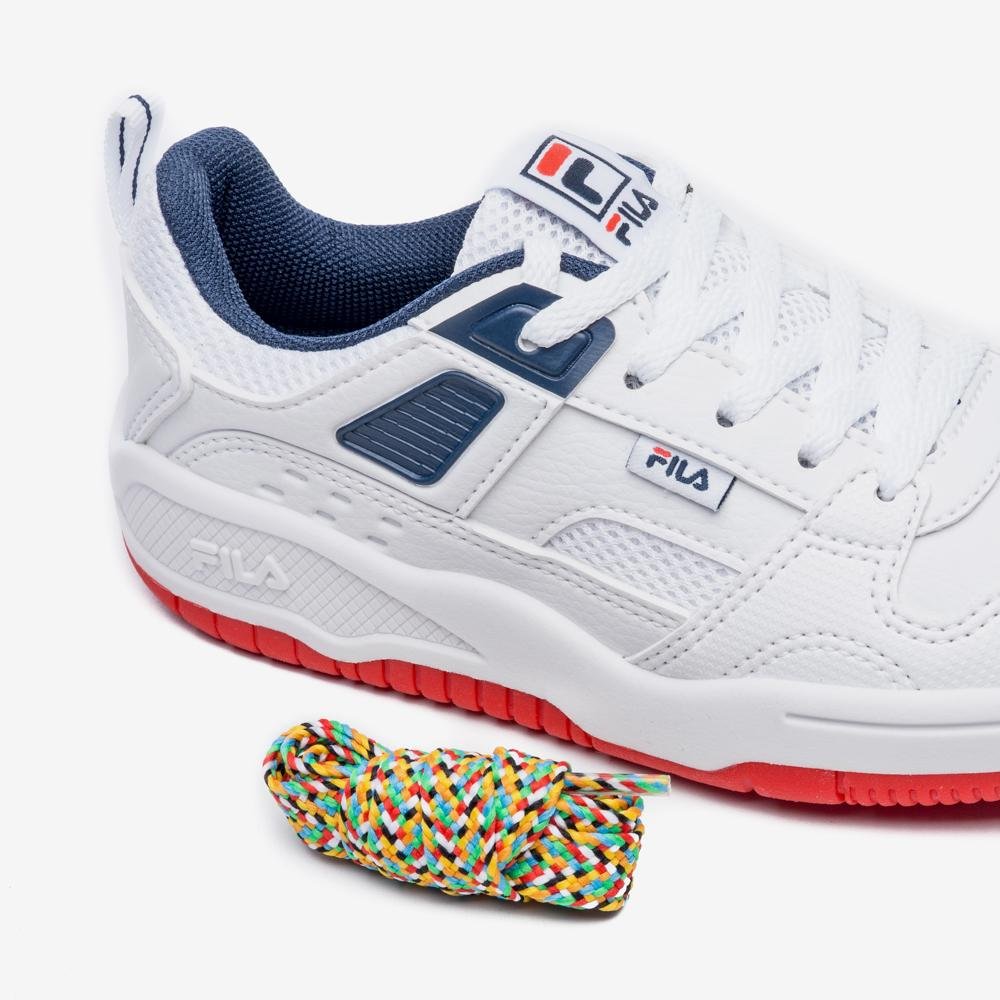 Tênis Fila Corda Infantil Branco/Azul/Laranja 7