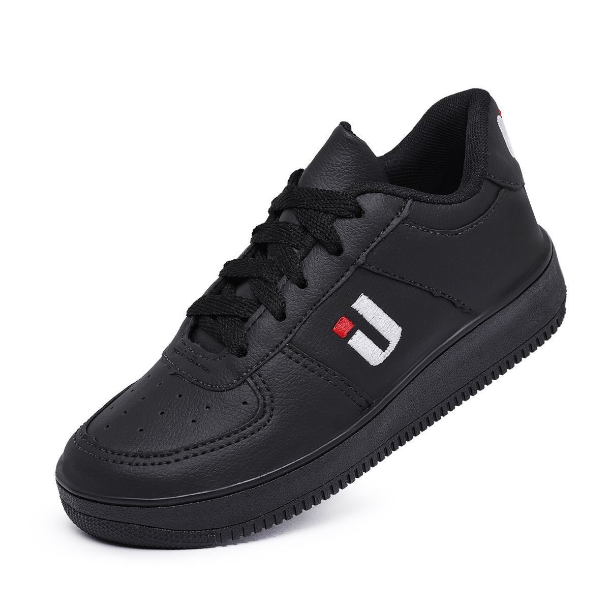 Tênis Infantil Casual Menina Menino Unissex Escolar Básico Sola Alta Estiloso Preto 2