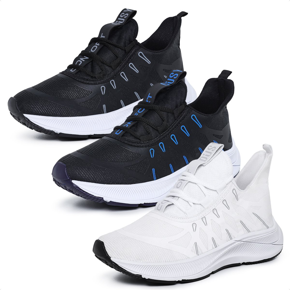 Kit Tenis Masculino Caminhada Pares Leve Confortavel Combo Preto/Azul  Lojas Renner