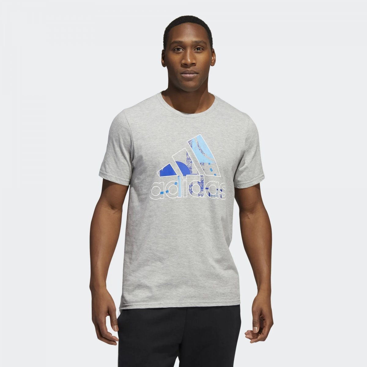 Camiseta Adidas Art Logo Cinza/Azul Claro 1