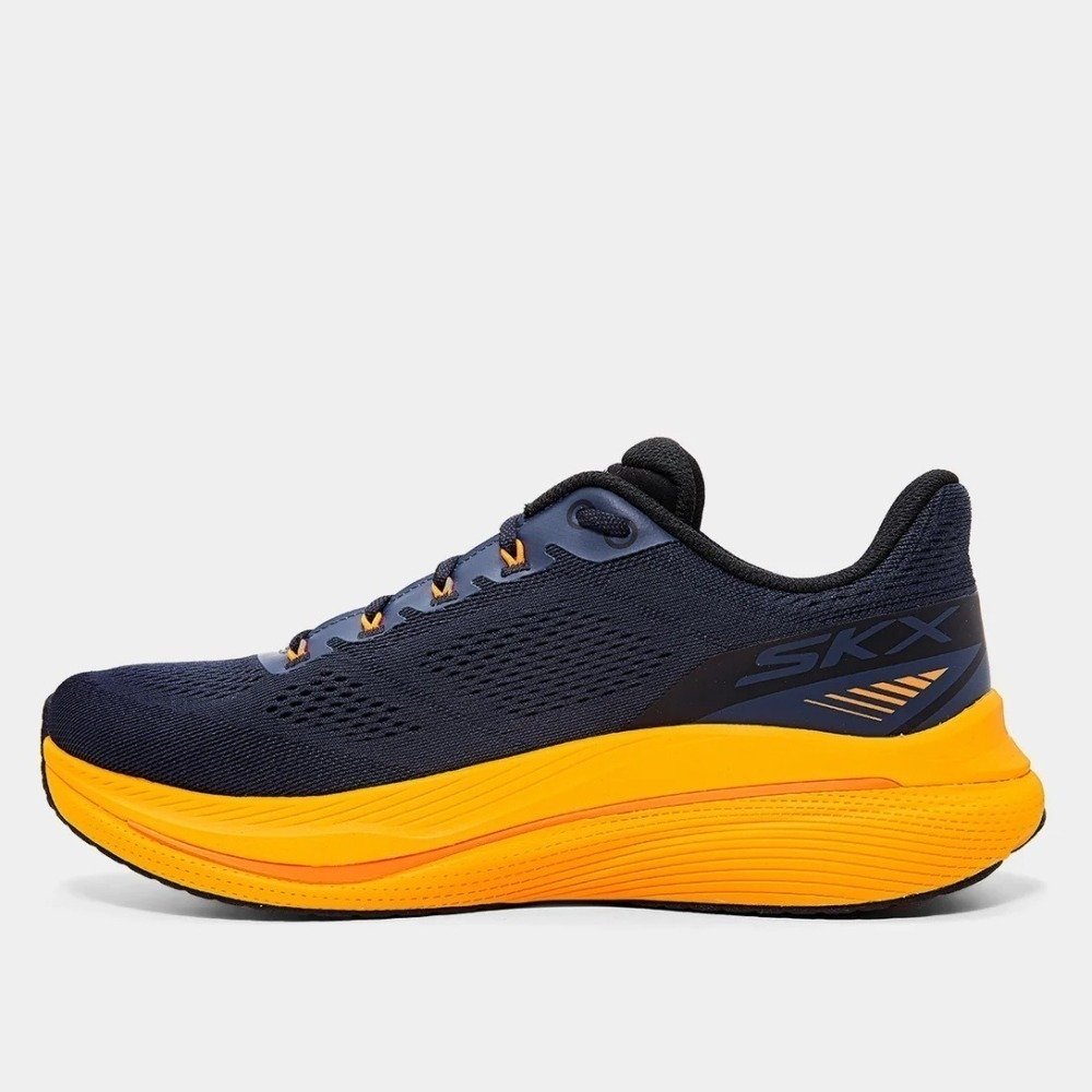 Tênis Skechers Max Cushioning Endeavour - masculino - azul marinho e laranja Azul Marinho 4