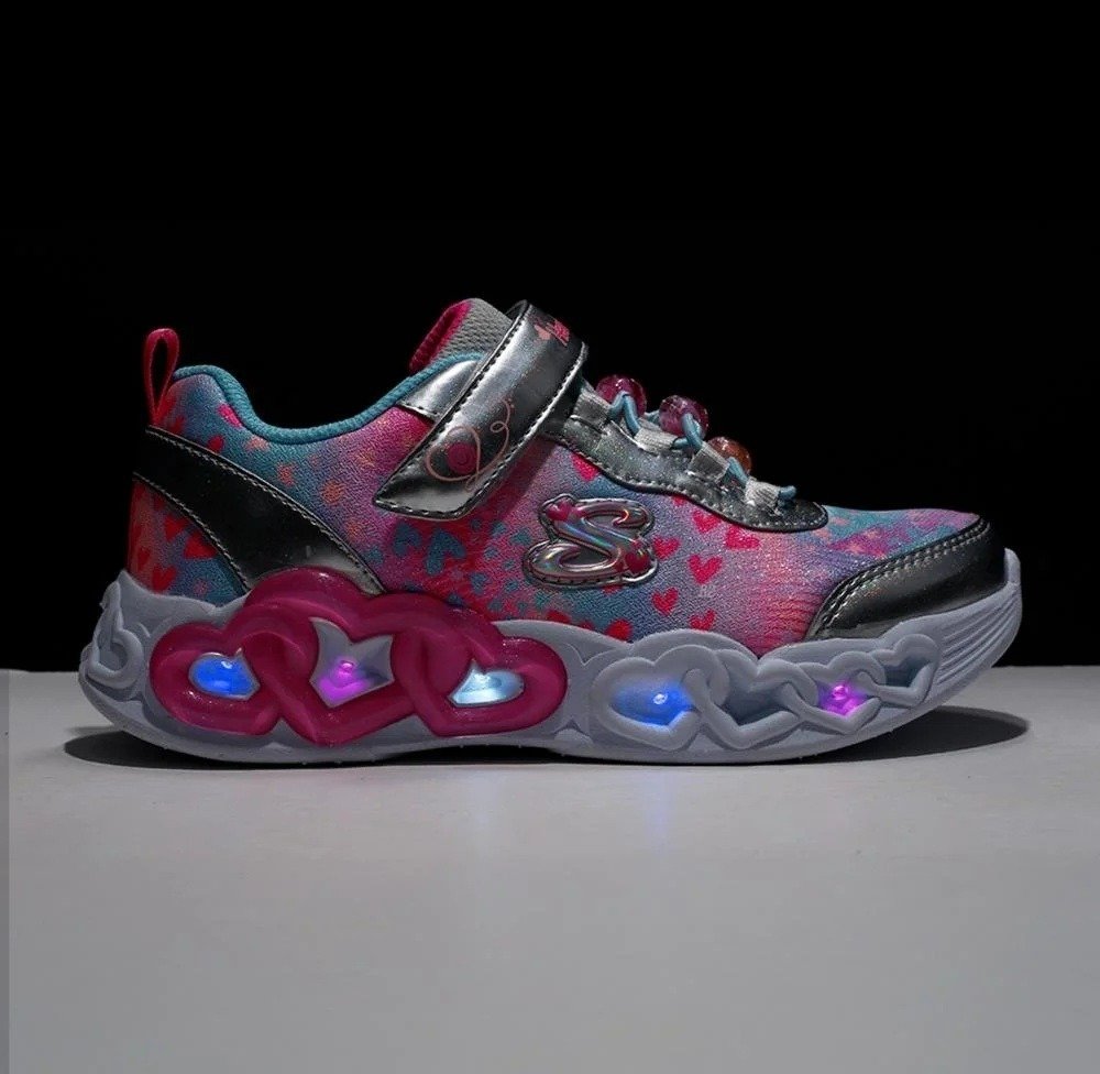 Tênis Skechers S Lights Eternal Heart Infantil Rosa 3
