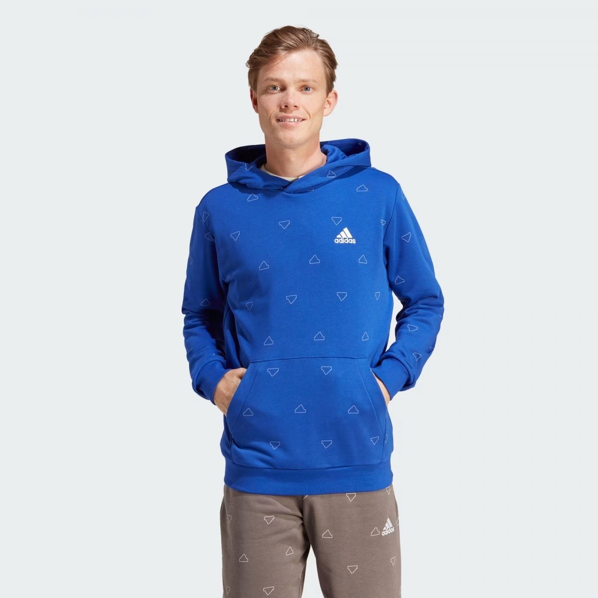 Moletom Adidas Monograma Com Capuz - masculino - azul e branco