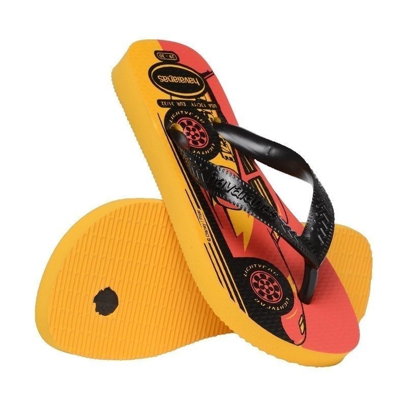 Sandalia Havaianas Kids Cars infantil - unissex - vermelho e laranja Preto 3