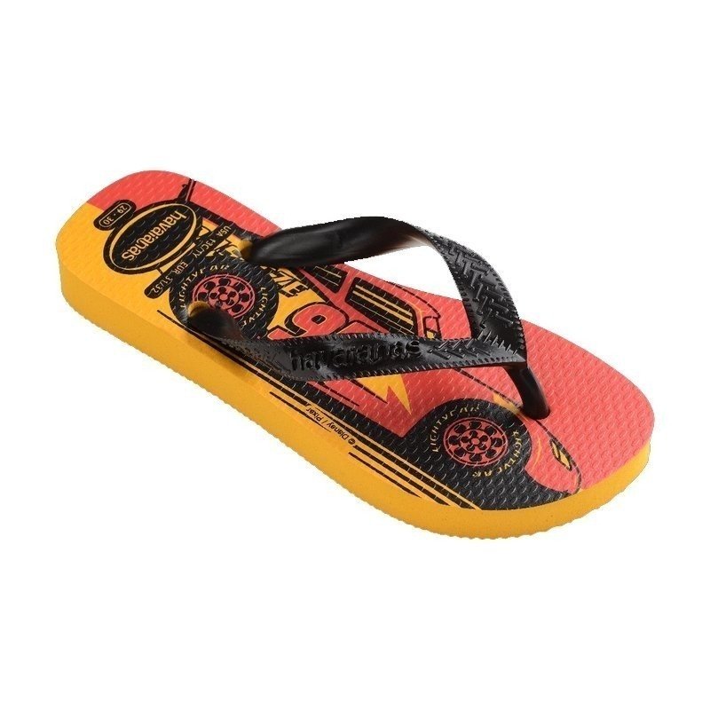 Sandalia Havaianas Kids Cars infantil - unissex - vermelho e laranja Preto 4