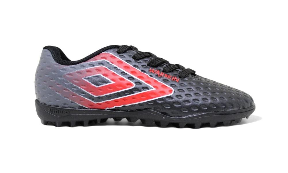 Chuteira Society Umbro Warskin Jr - unissex - preto e vermelho Preto/Vermelho 1