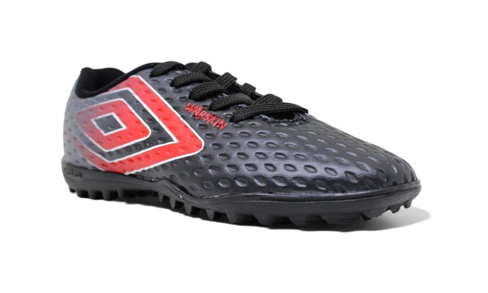 Chuteira Society Umbro Warskin Jr - unissex - preto e vermelho Preto/Vermelho 2