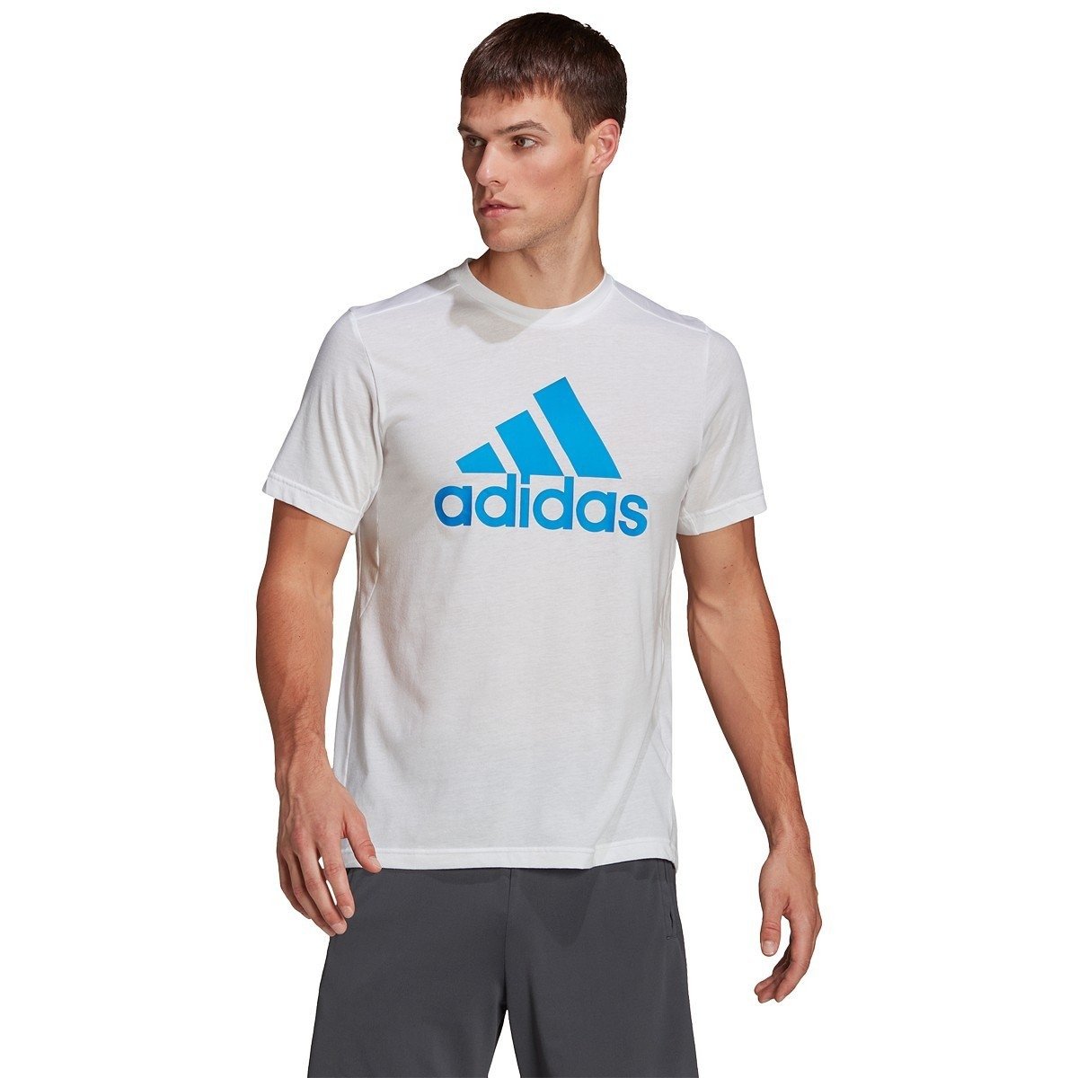 Camiseta Adidas D2m Logo Feelready - masculino - branco e azul