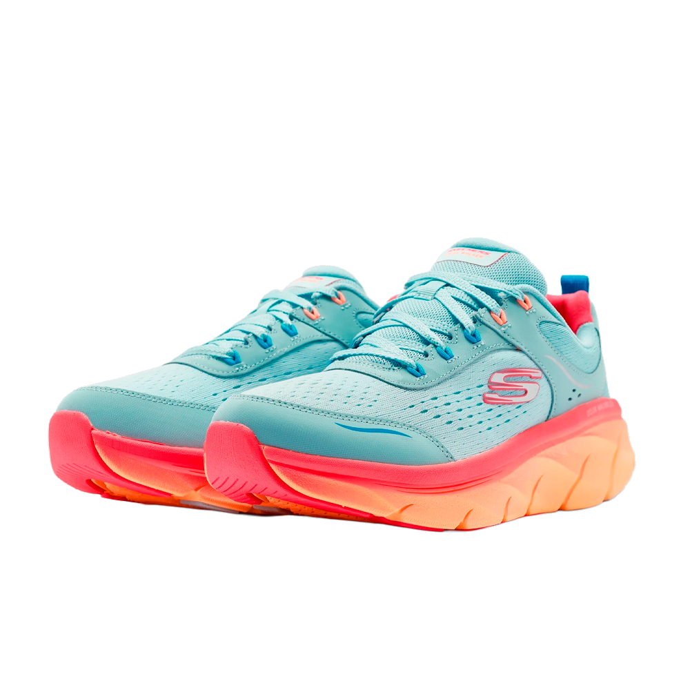 Tênis Skechers D Lux Walker 2.0 - Neon Sites - feminino - azul e laranja Azul 2
