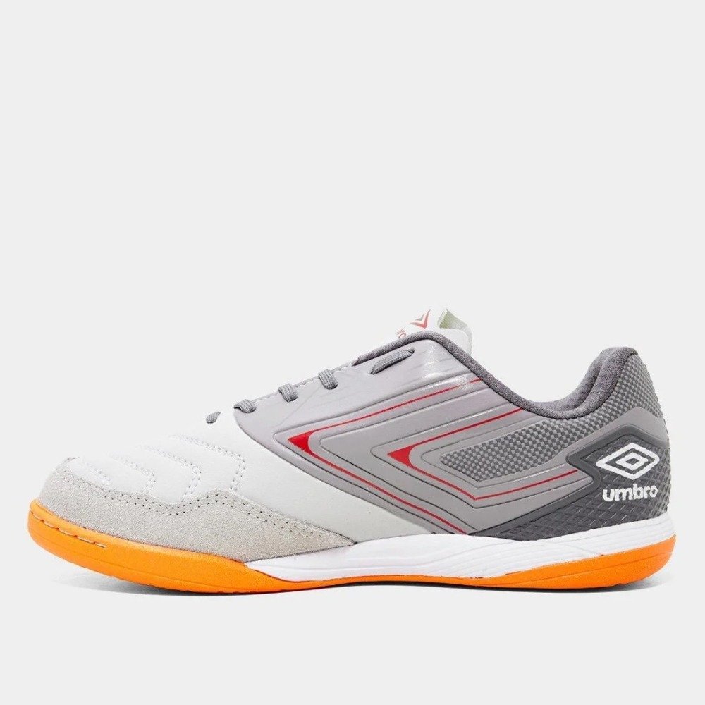 Tênis Futsal Umbro Pro 5 Bump - masculino - cinza e laranja Cinza 4