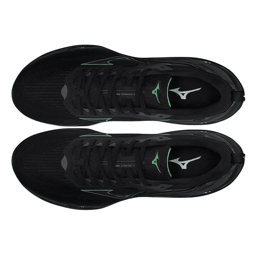 Tênis Mizuno Wave Stratos 3 - masculino - preto e verde Preto 2