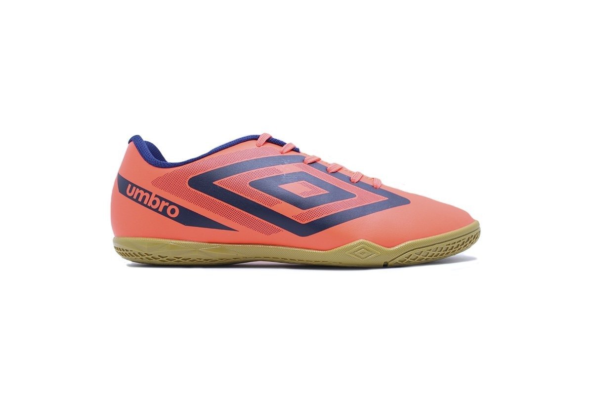 Chuteira futsal/indoor Umbro Beat - unissex - laranja e azul marinho