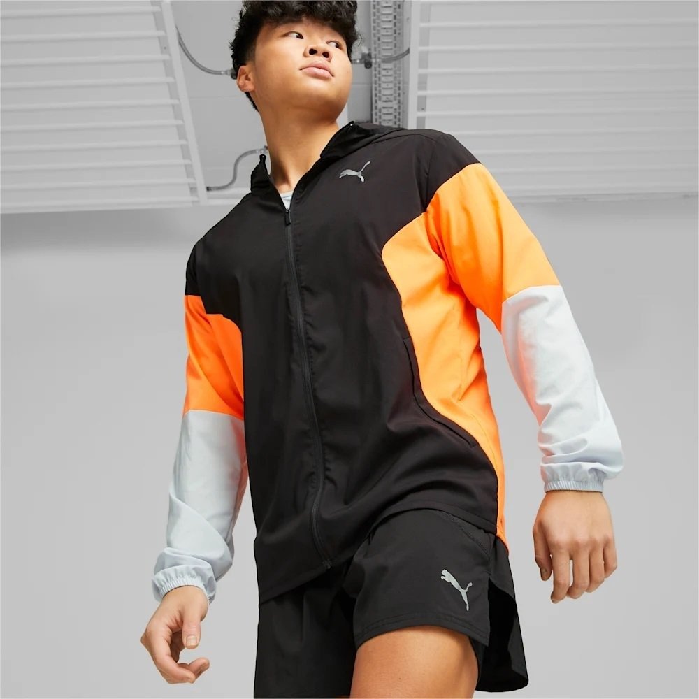 Jaqueta Puma Run Lightweight Jacket - masculino - preto e laranja Preto 3
