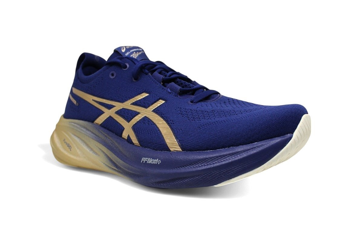 Tenis Asics Gel Nimbus 26 Platinum - masculino - azul e dourado Azul Marinho 2
