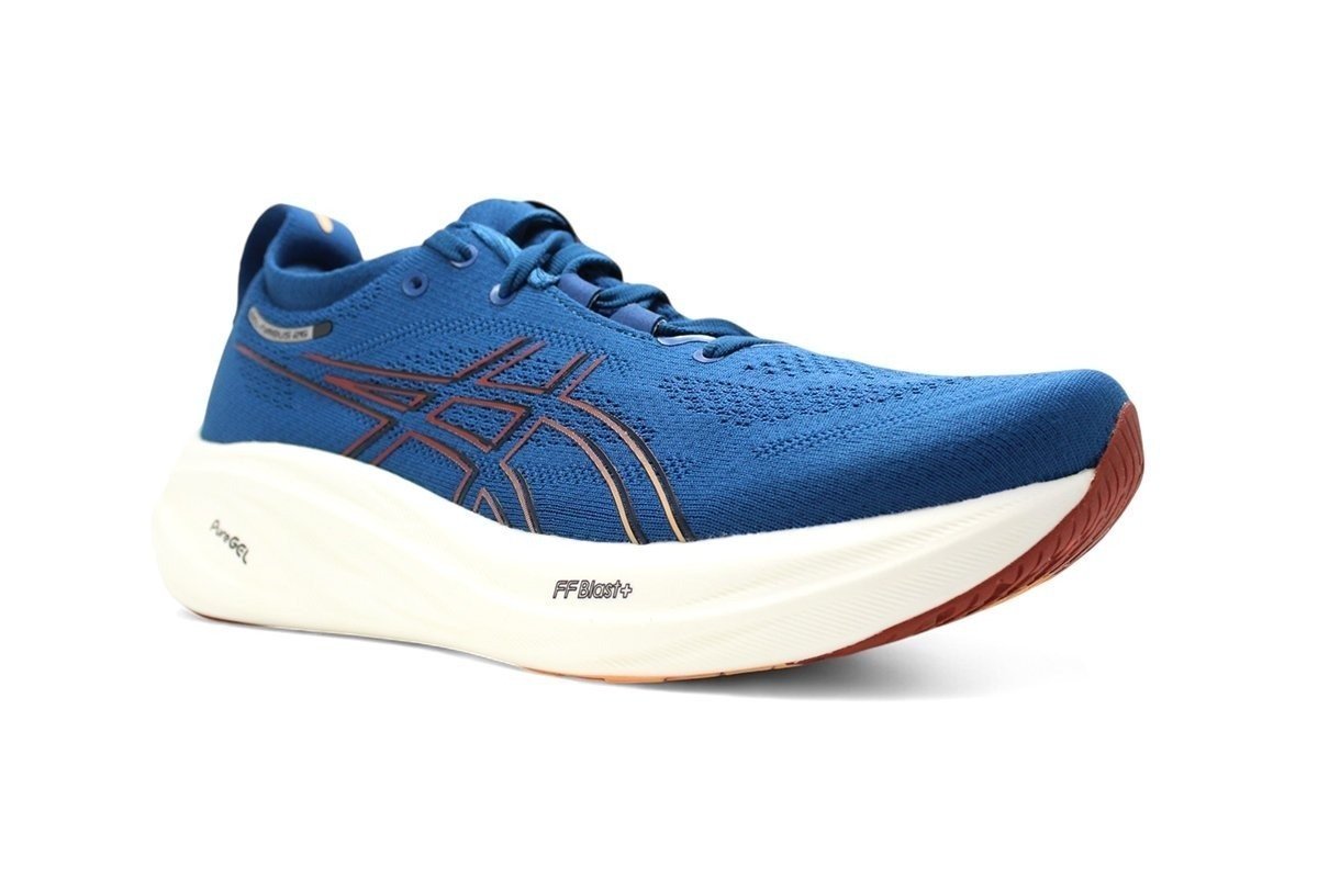 Tenis Asics Gel Nimbus 26 - masculino - azul e laranja Azul 2