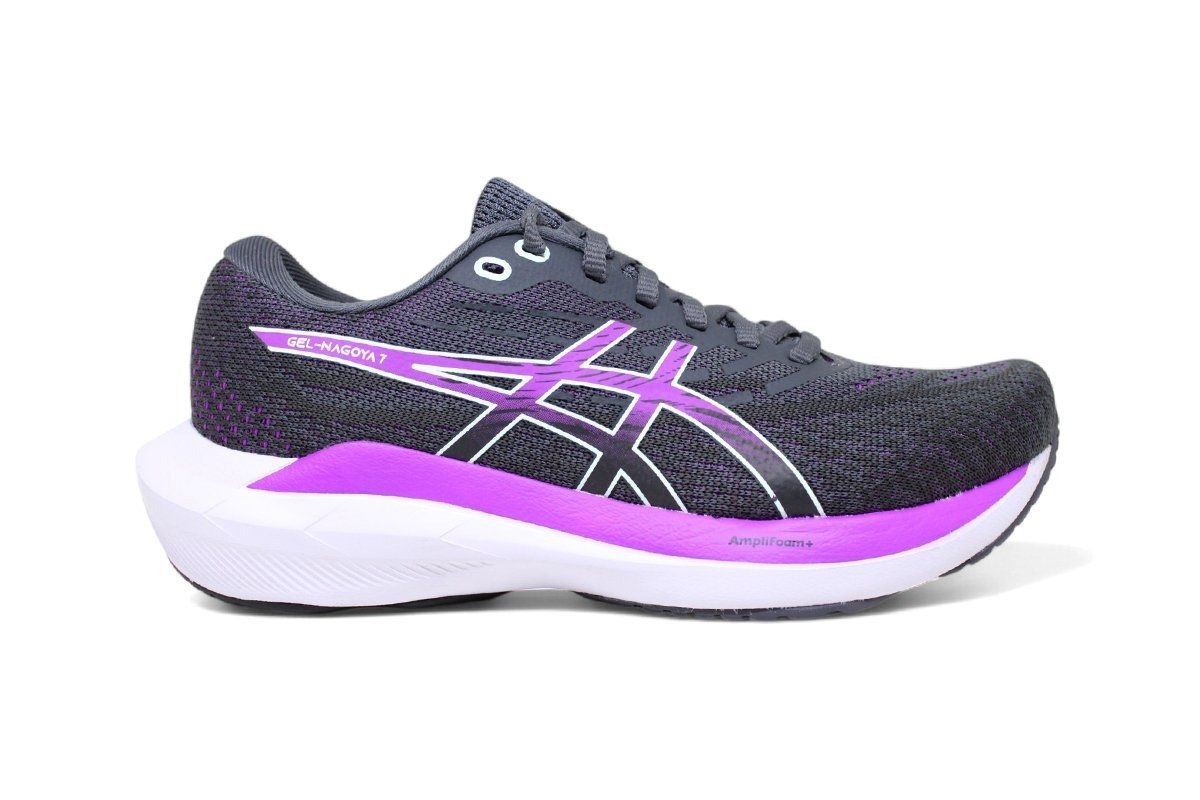 Tenis Asics Gel Nagoya 7 - feminino - cinza e rosa 