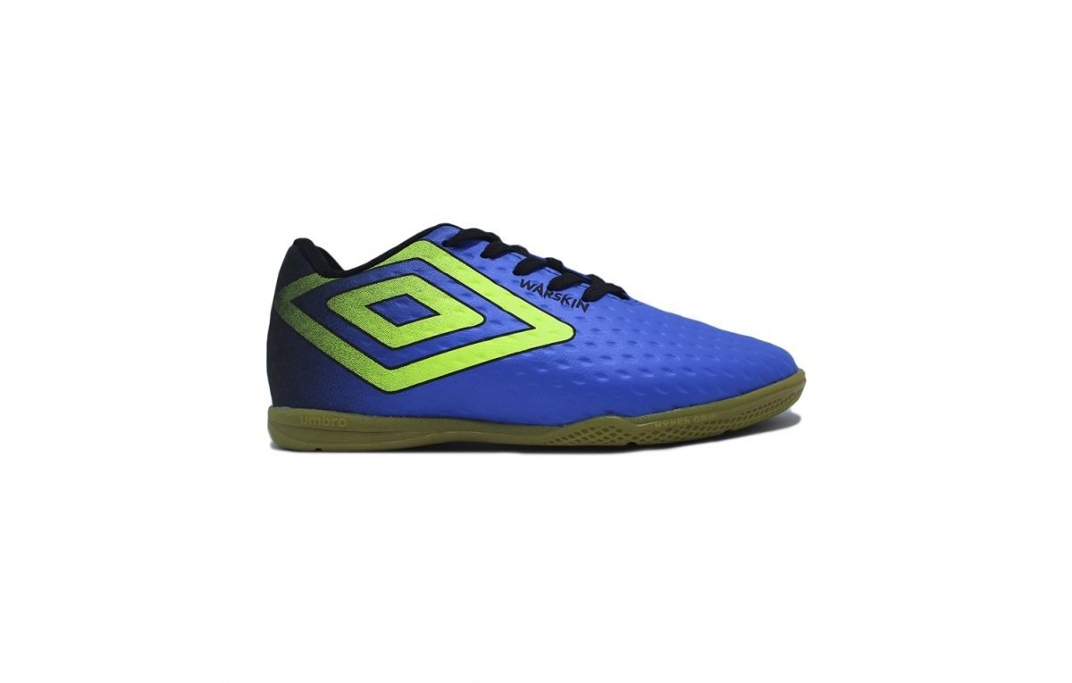 Chuteira futsal Umbro Warskin Jr infantil - unissex - azul e preto