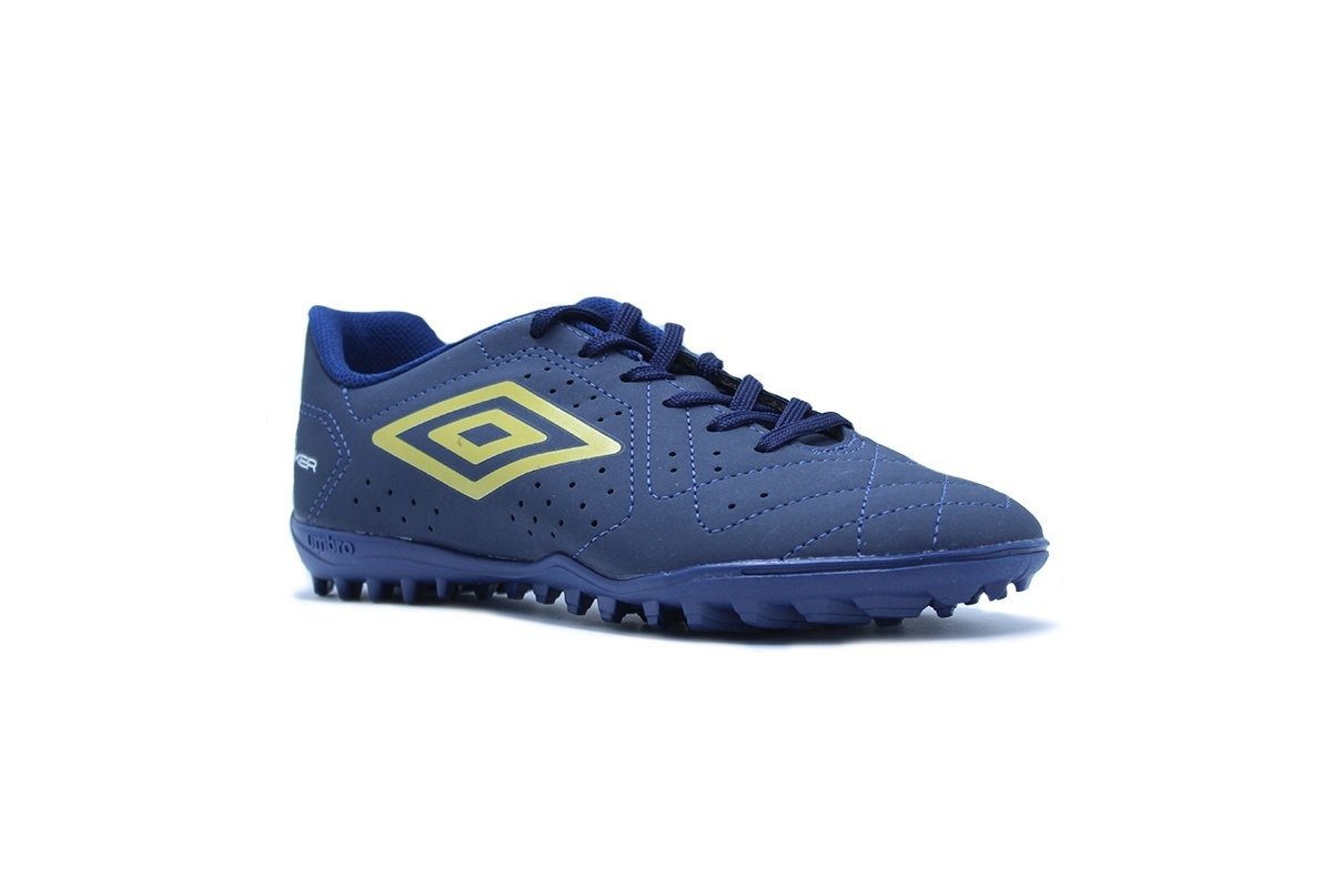 Chuteira society Umbro Neo Striker - unissex - azul e dourado Azul 2
